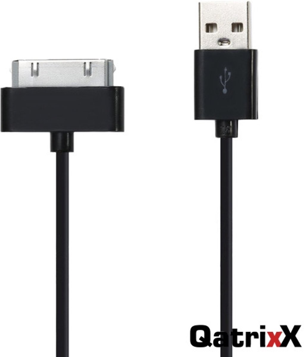 Ronde USB Datakabel Zwart 3 meter voor Apple iPhone 4S