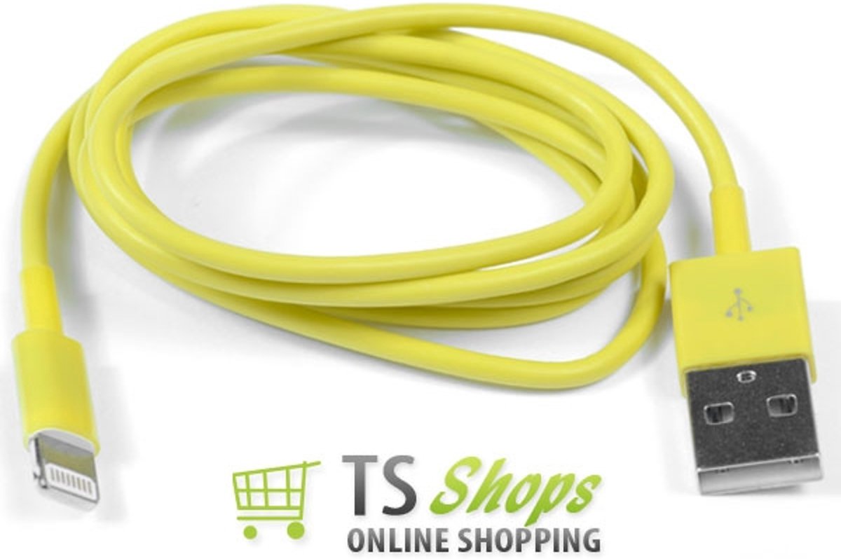 USB datakabel oplader Geel Yellow voor Apple iPhone 5