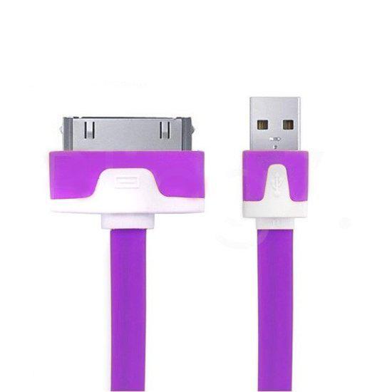 USB datakabel oplader Paars Purple 1 meter voor Apple iPhone 3G 3GS 4G 4S iPod iPad