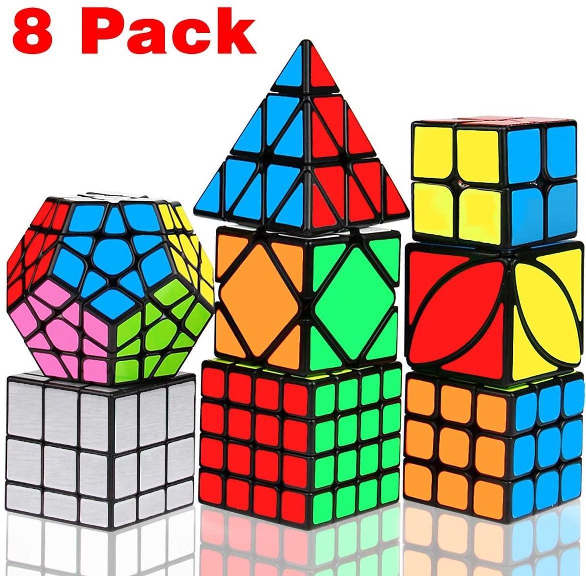 Speed Cube - Speed Cube Set 8 stuks - Speed Cube Giftset - Magic Cube - Kubus Puzzel  - Breinbrekers - voor kinderen en volwassenen - Sinterklaas Cadeau