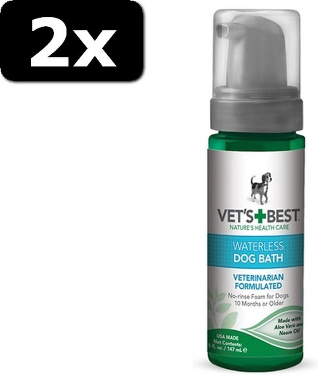 2x VETS BEST WATERLESS DOG BATH 147ML