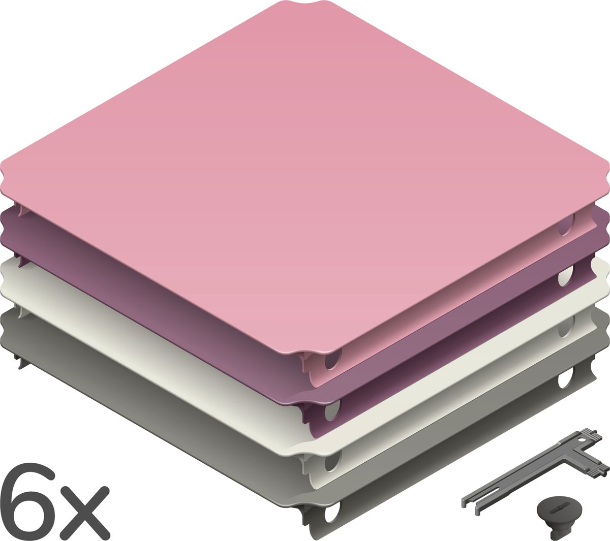   Home Panelen Set L (6 stuks) - Roze/Grijs