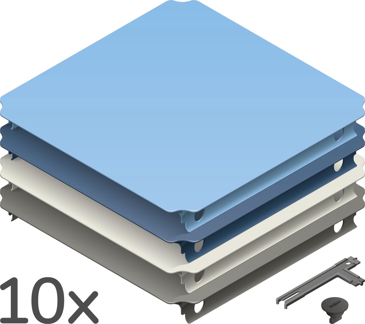   Home Panelen Set XXL (10 stuks) - Blauw/Grijs