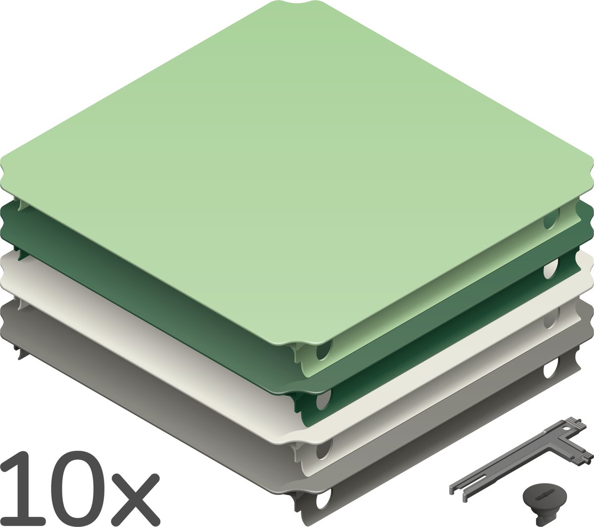   Home Panelen Set XXL (10 stuks) - Groen/Grijs