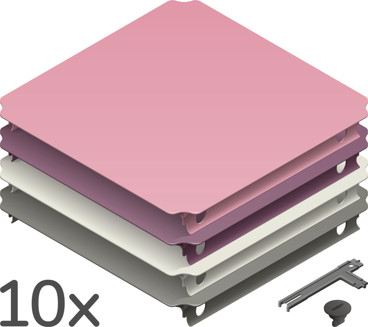   Home Panelen Set XXL (10 stuks) - Roze/Grijs