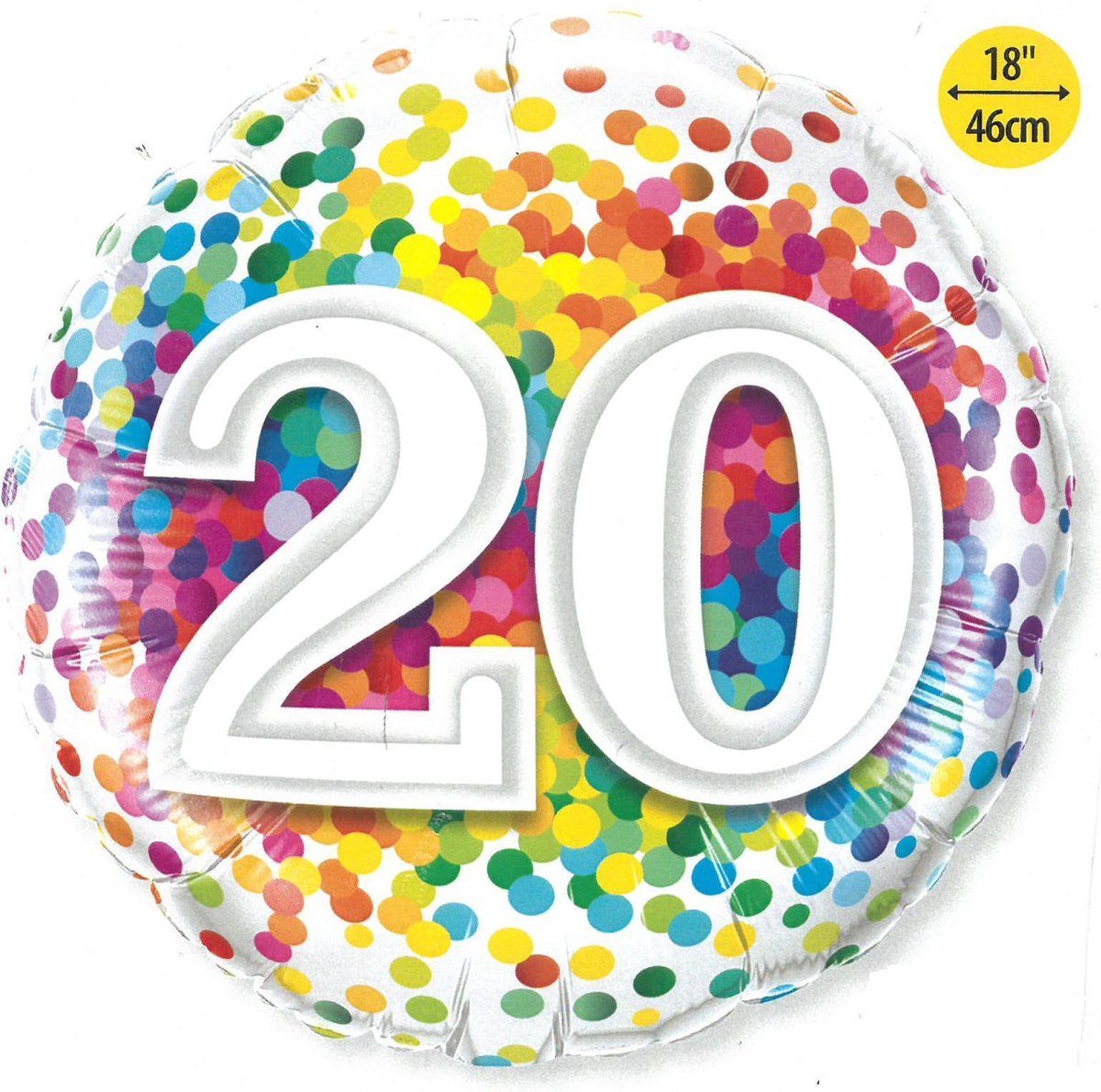 20 jaar Confetti - Folieballon 25 cm