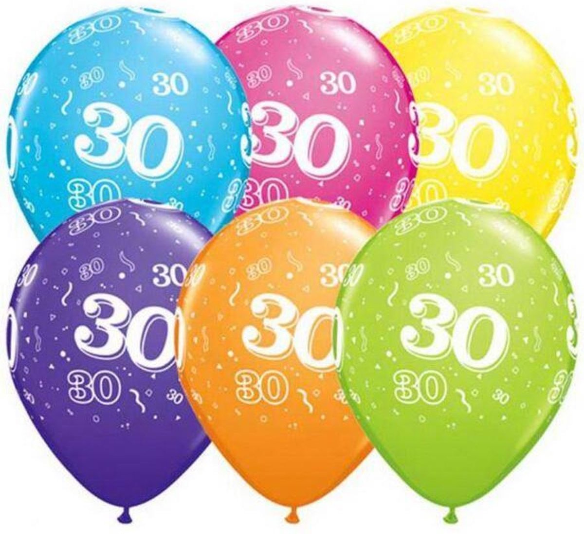 Ballonnen 30 jaar rondom bedrukt 25 stuks Qualatex