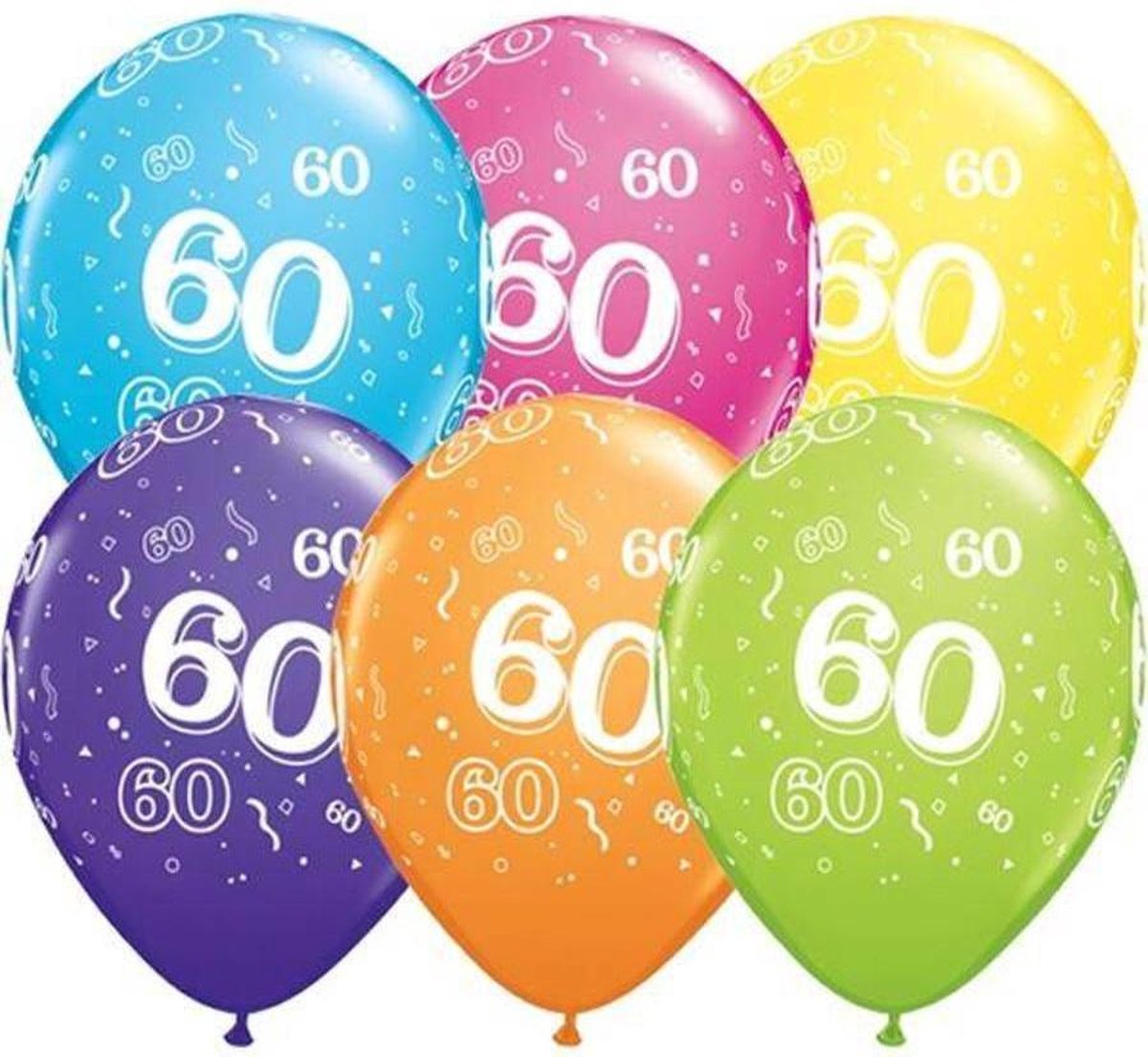 Ballonnen 60 jaar Qualatex rondom bedrukt 25 stuks