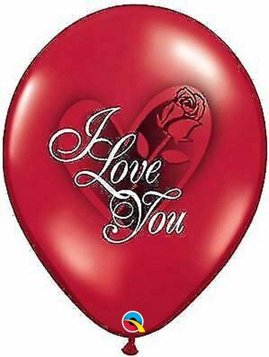 Ballonnen Rood Opdruk I Love You Hart Met Roos