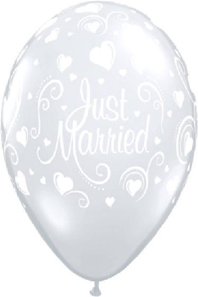 Ballonnen helium JUST MARRIED diamond 28cm (50 stuks) Cl /50