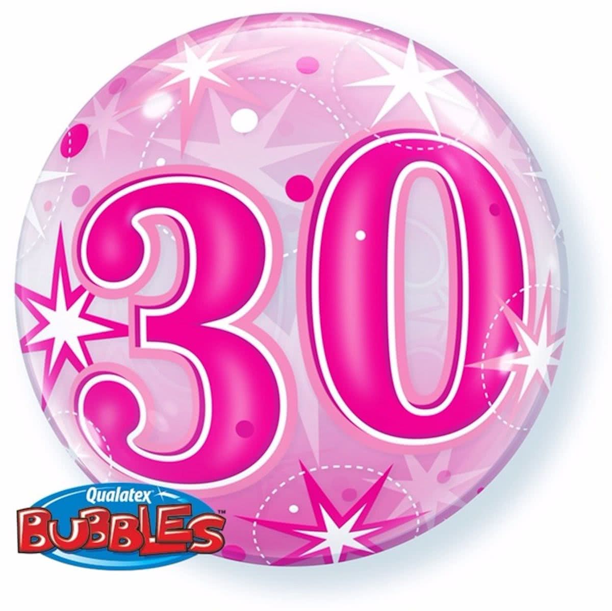 Folie helium ballon 30 jaar roze 55 cm