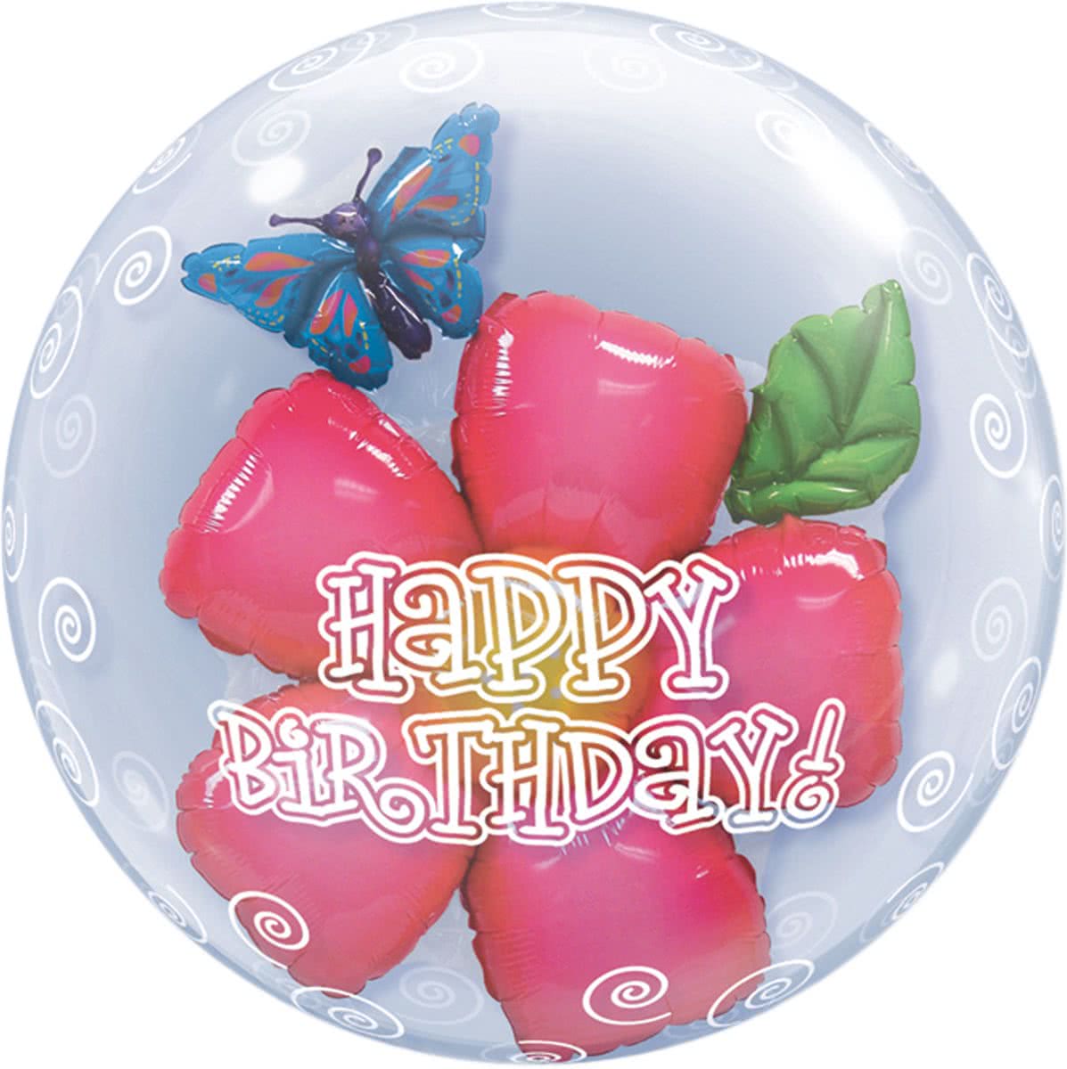 Happy Birthday Flowers Bubbles Ballon 61cm