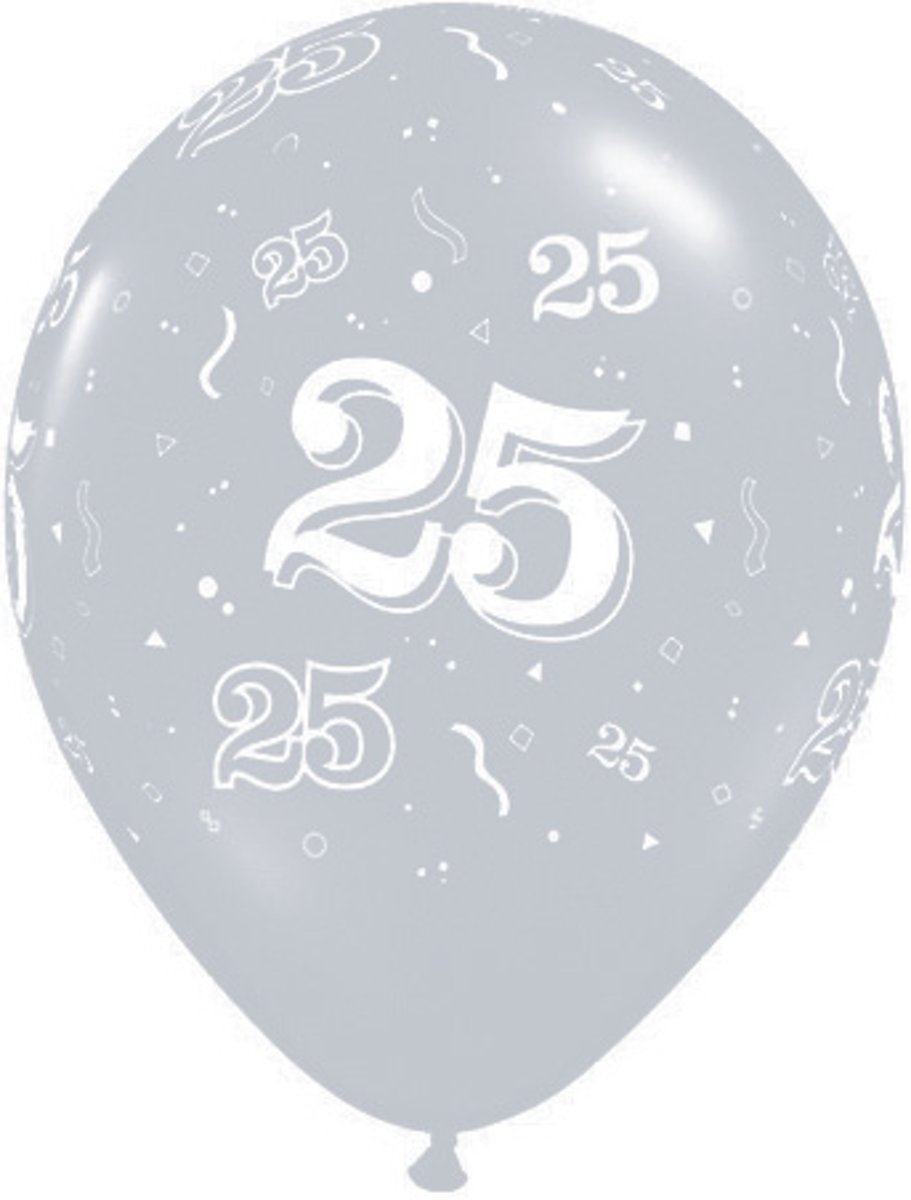 Zilveren Ballonnen 25 jaar 28cm - 25 stuks