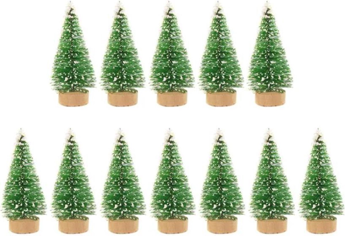 Kerst decoratie - Kunst kerstboompje 4.5cm - 12stuks