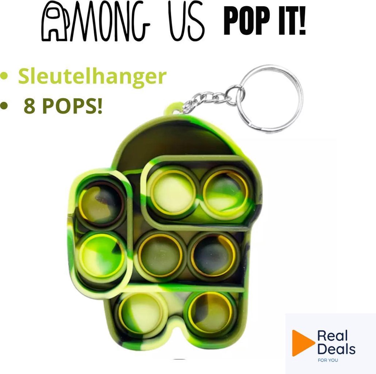 Fidget Toy - Among Us Pop It – Among Us Sleutelhanger – Groen - RealDeals! Fidget Collection