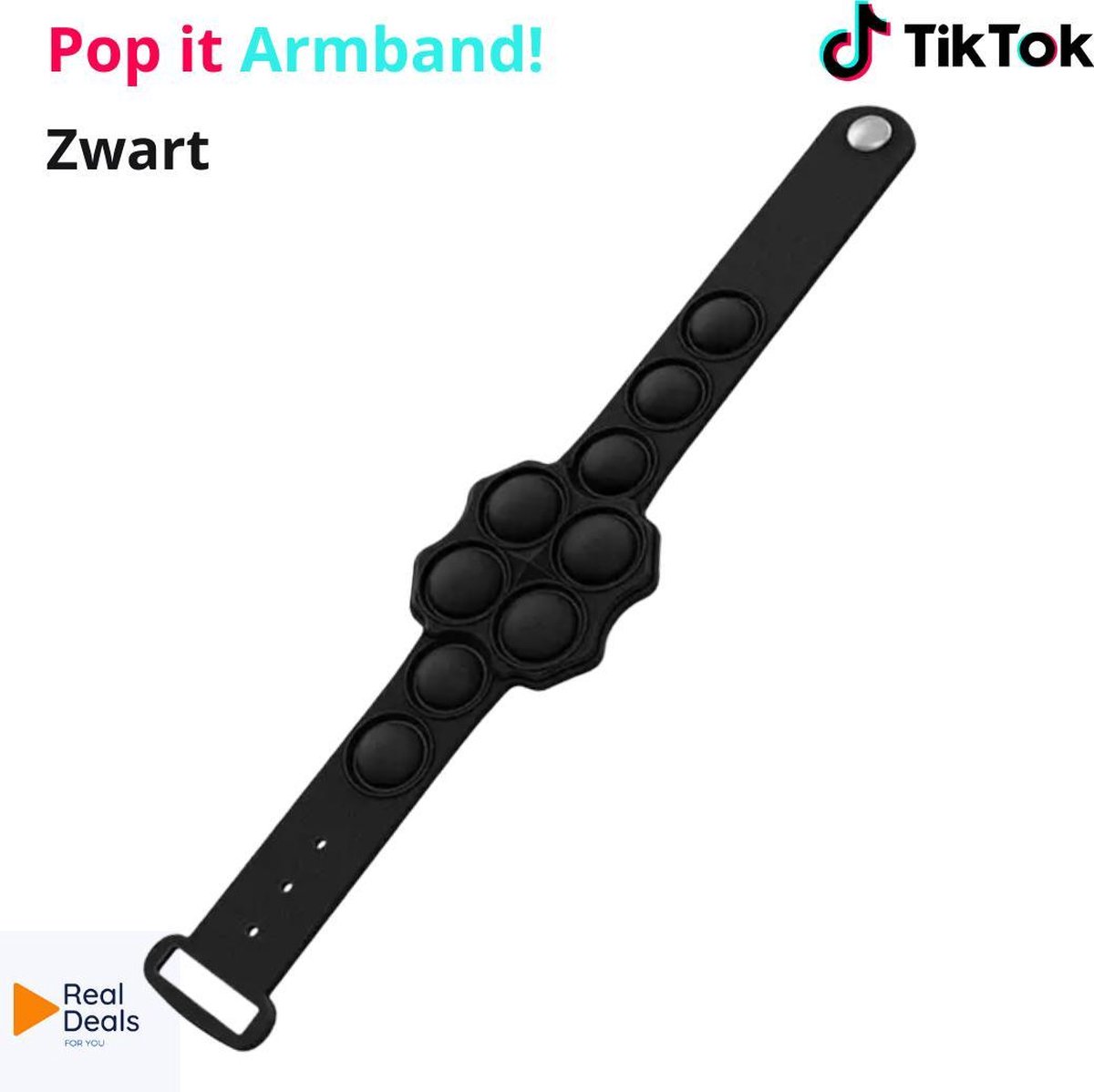 Fidget Toy - Pop It  - Armband – Popit Bracelet – Horlogevorm - Zwart