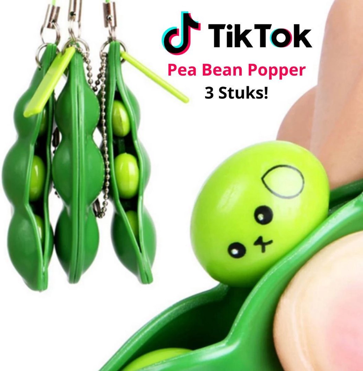 Fidget Toys - Fidget Bean Popper - 3 Stuks - Fidget Pea Popper - Fidget Pea Bean - Fidget Sojaboon - Fidget Boontjes - Fidget Sleutelhanger