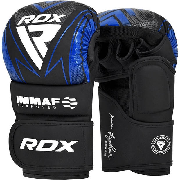 RDX Sports IMMAF Shooter Grappling Gloves MMA Blauw Maat: L