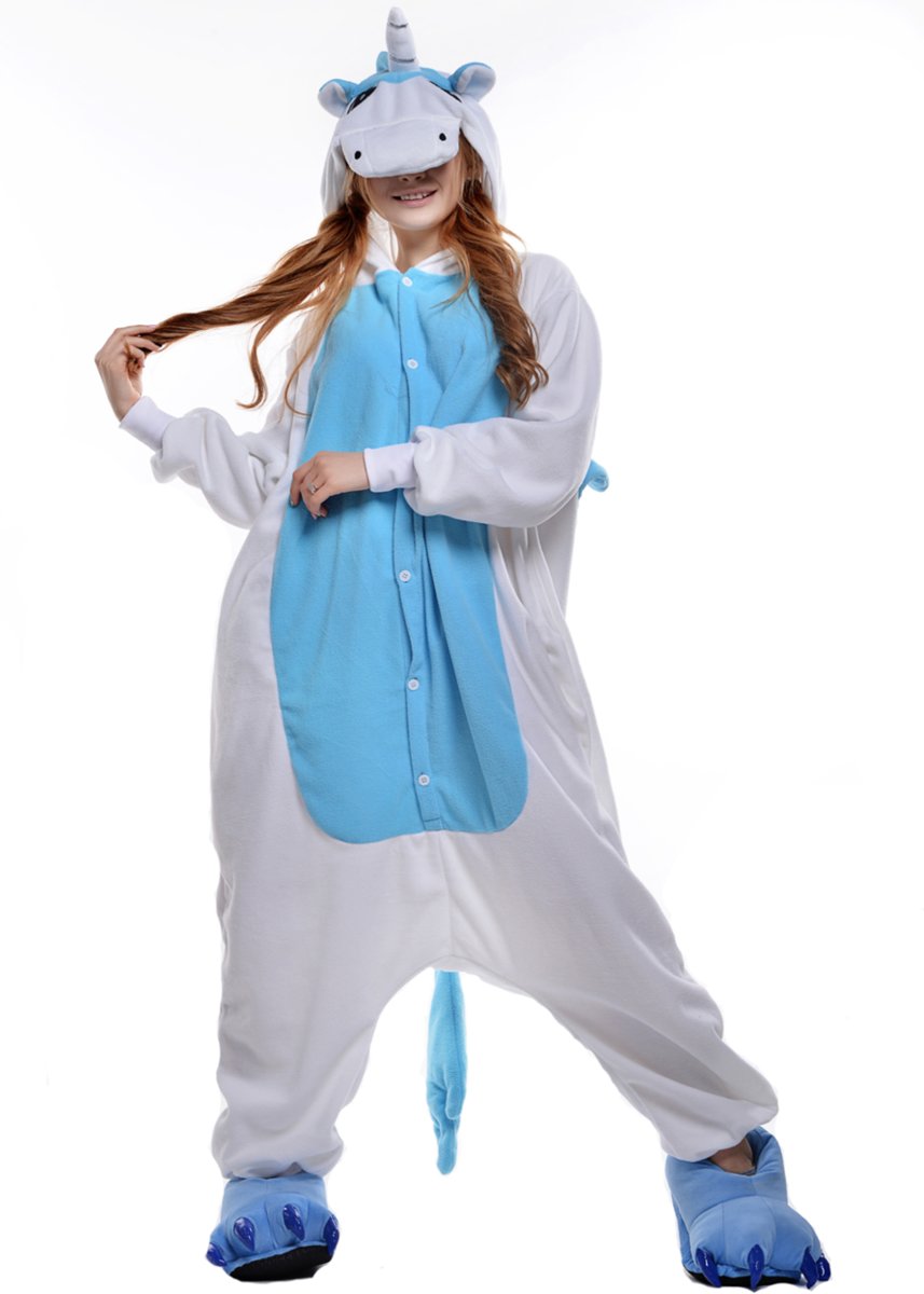 Blauwe Pegasus Onesie voor volwassenen - Blauwe Pegasus Kigurumi Pyjama - Maat L