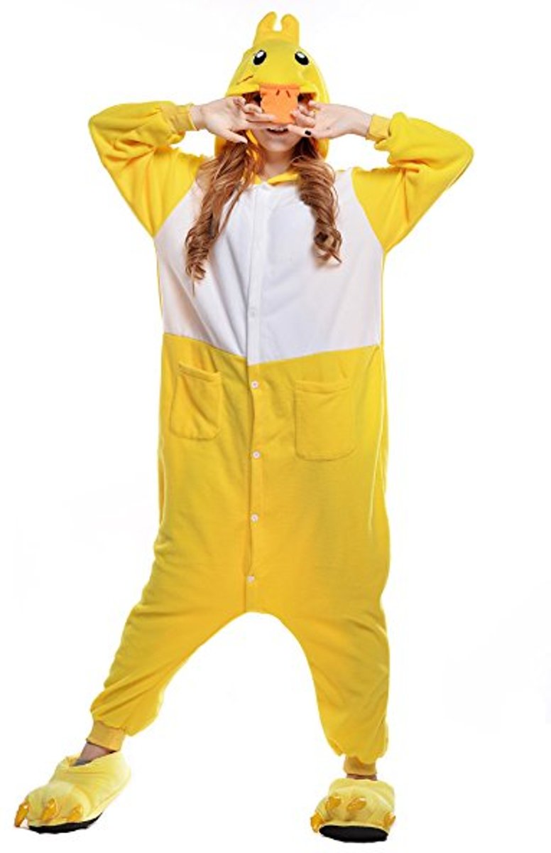 Gele Eend Onesie voor volwassenen - Gele Eend Kigurumi Pyjama - Maat M