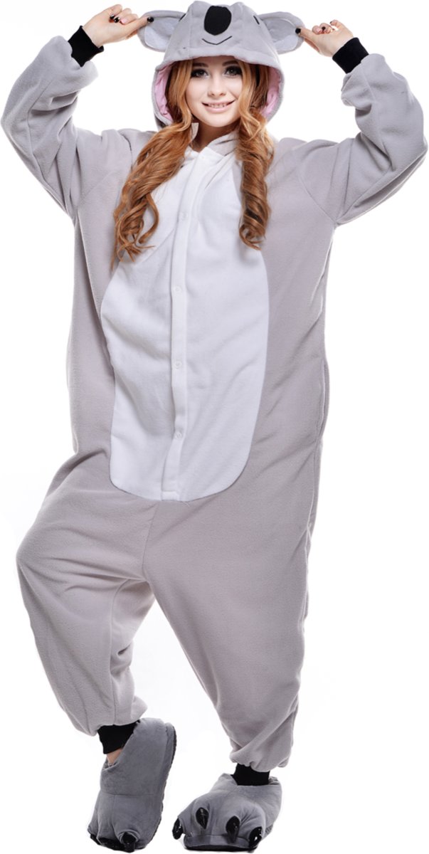 Grijze Koala Beer Onesie voor volwassenen - Grijze Koala Beer Kigurumi Pyjama - Maat XL