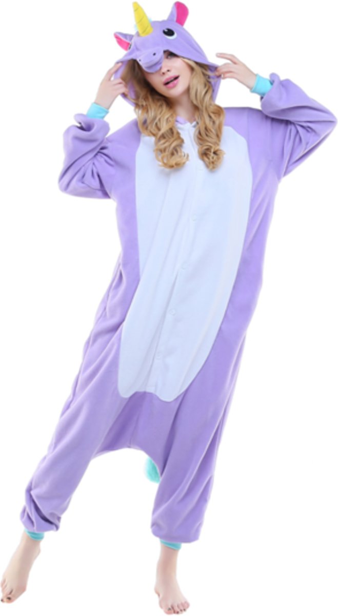 Paarse Unicorn Onesie voor volwassenen - Paarse Unicorn Kigurumi Pyjama - Maat M