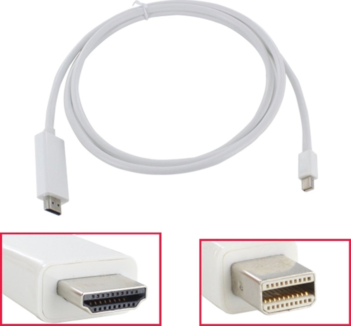 REBL - 3 meter  Thunderbolt / Mini Displayport naar HDMI female kabel voor Macbook, Macbook Pro, Macbook Air