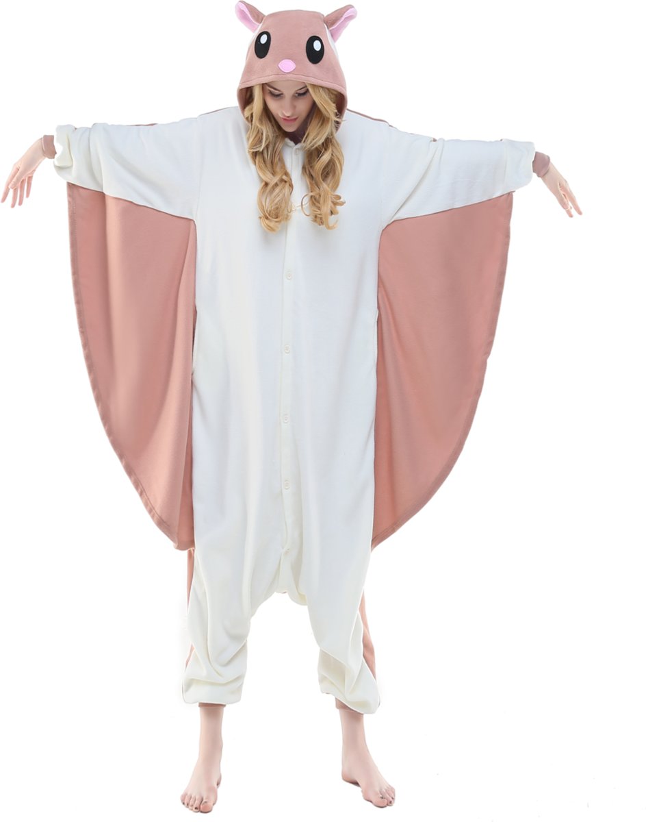 Vliegende Eekhoorn Onesie voor volwassenen - Vliegende Eekhoorn Kigurumi Pyjama - Maat S