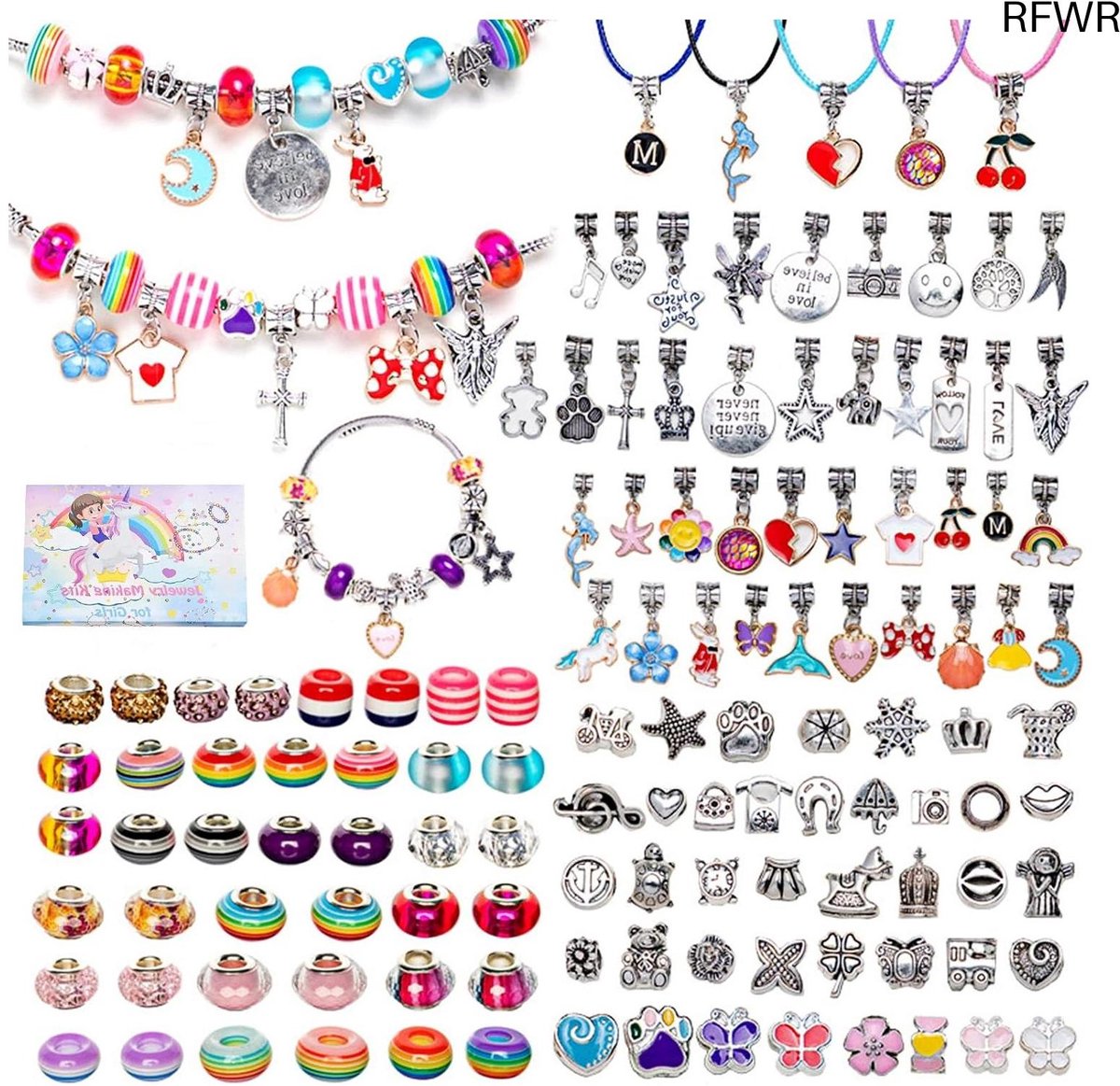  ® 130-delige knutselset armbanden maken voor kinderen, creatief speelgoed voor meisjes 5-13 jaar, doe-het-zelf sieraden, perfect als cadeau