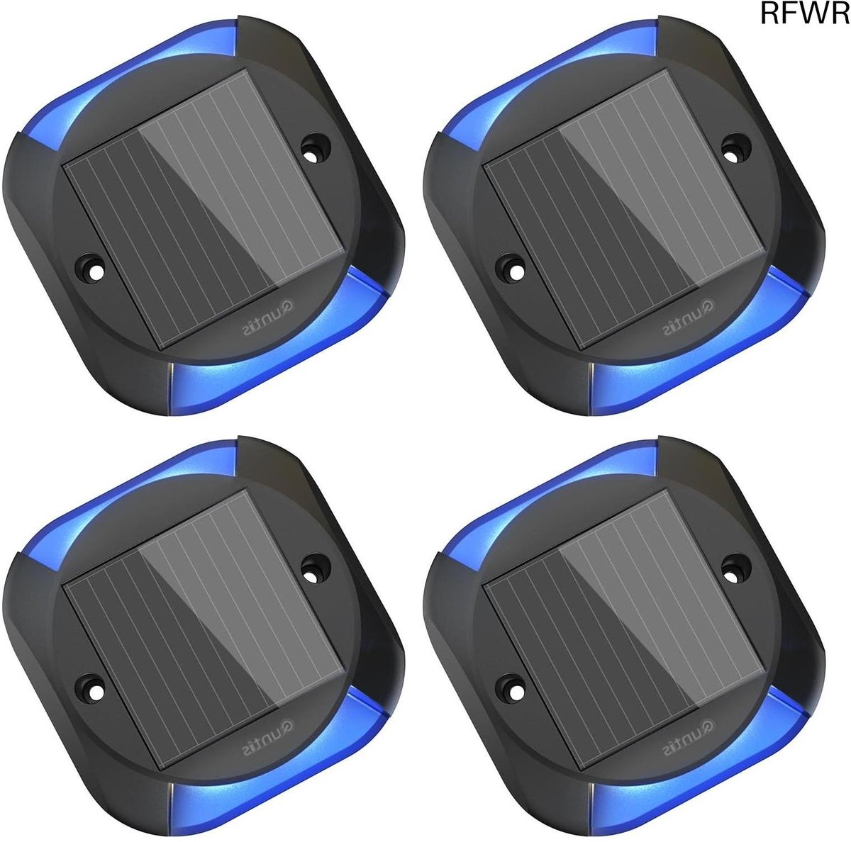  ® 4 Stuks Waterdichte Solar Vloerlampen voor Tuin en Trappen - Blauwe LED Buitenverlichting