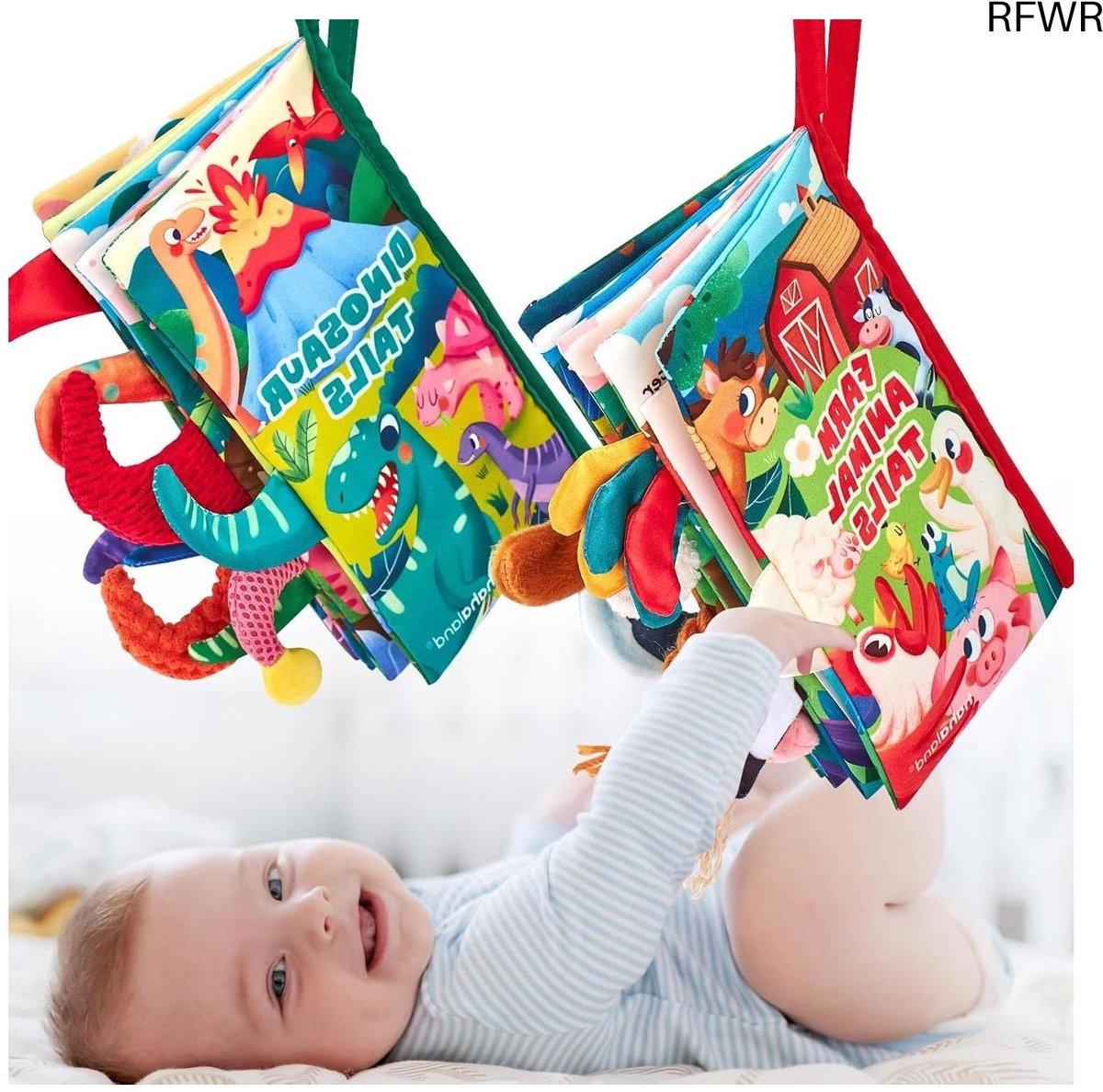  ® Babyboeken voor zintuiglijke ontwikkeling - 2 stuks - veilige en interactieve stoffen boeken voor babys 0-12 maanden
