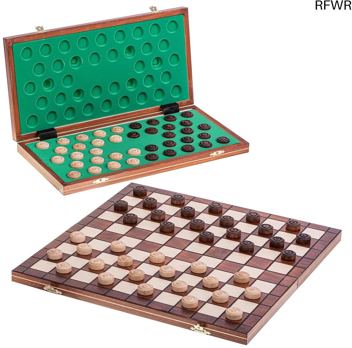  ® Dammen Spel - Houten Damspel 40 x 40 cm - Handgemaakt en Gelakt