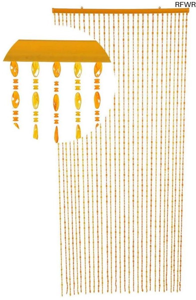  ® Deurgordijn Twister 90 x 200 cm met Pailletten in Oranje en Geel - Decoratief en Insectenwerend