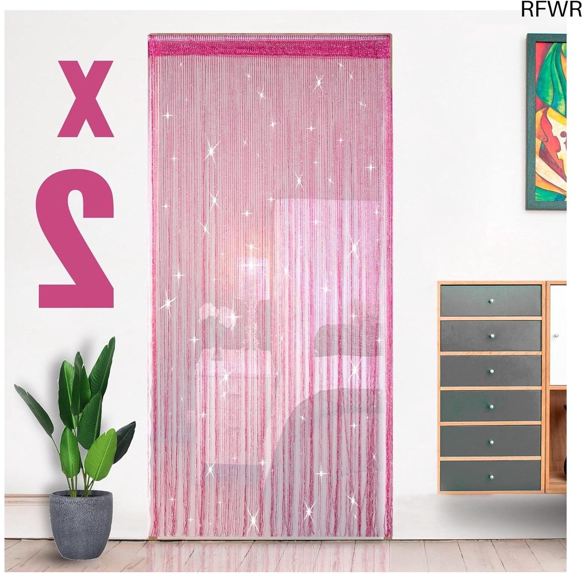  ® Draadgordijn 100 x 200 cm - Effen Kleur met Glitter - Set van 2