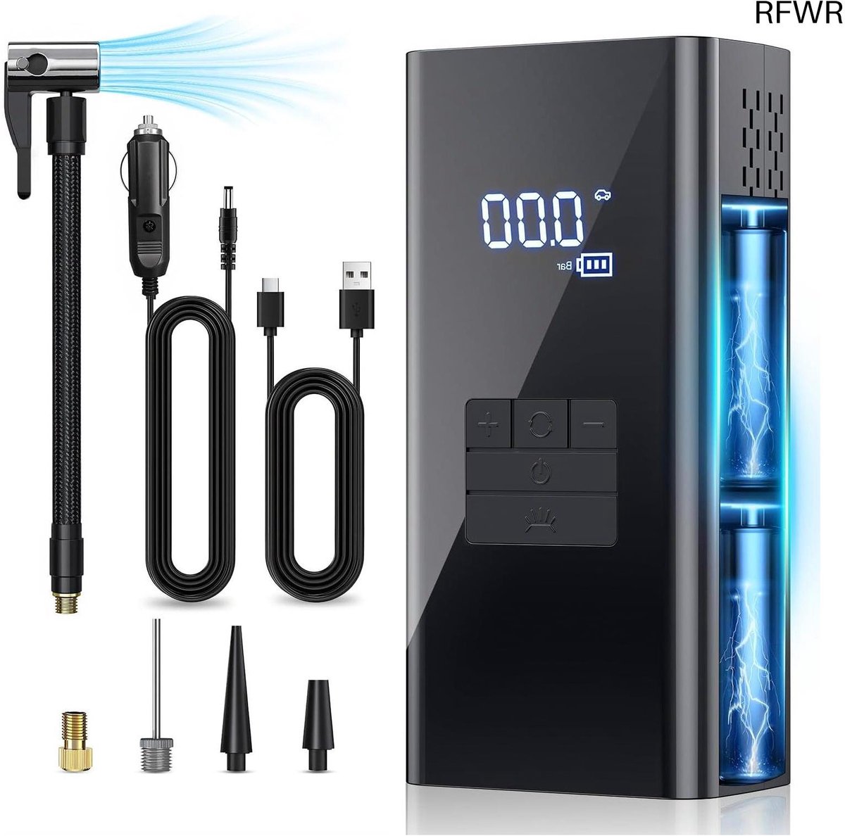  ® Draagbare Elektrische Luchtpomp met LED-lamp en Powerbank Functie