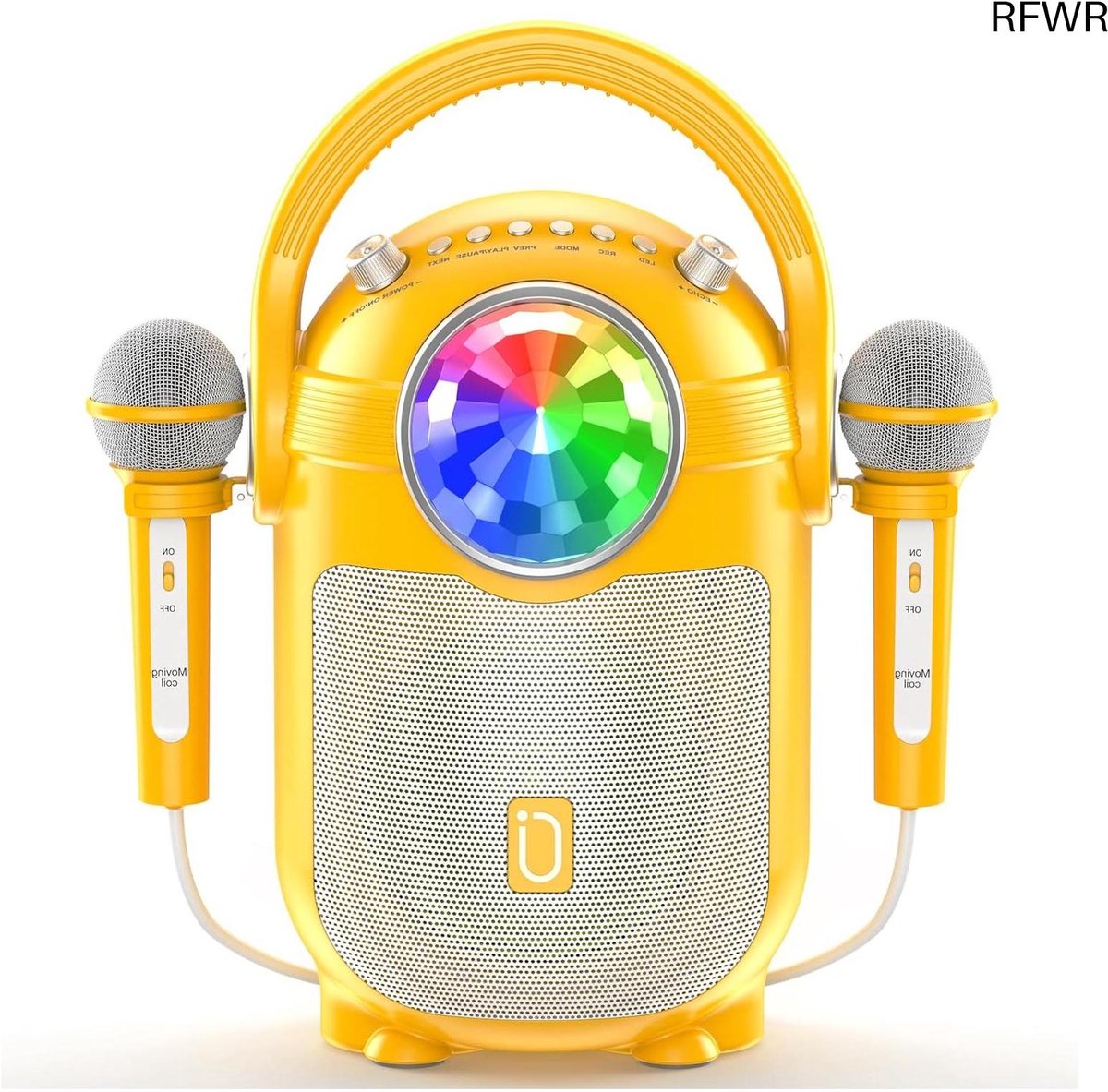  ® Draagbare Karaoke met 2  s voor Volwassenen en Kinderen - Bluetooth Karaoke Speaker met LED Verlichting voor Feestjes