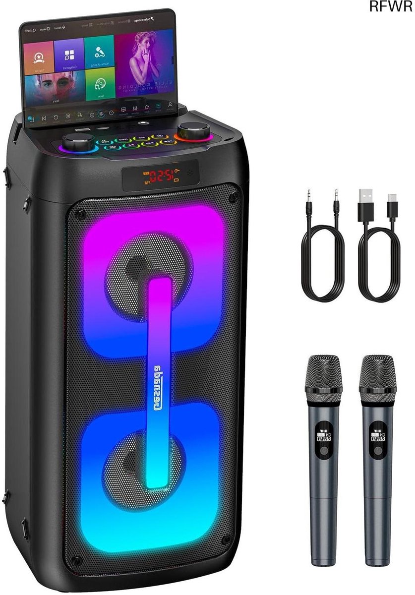  ® Draagbare karaoke machine met bluetooth en draadloze microfoons voor feestelijkheden