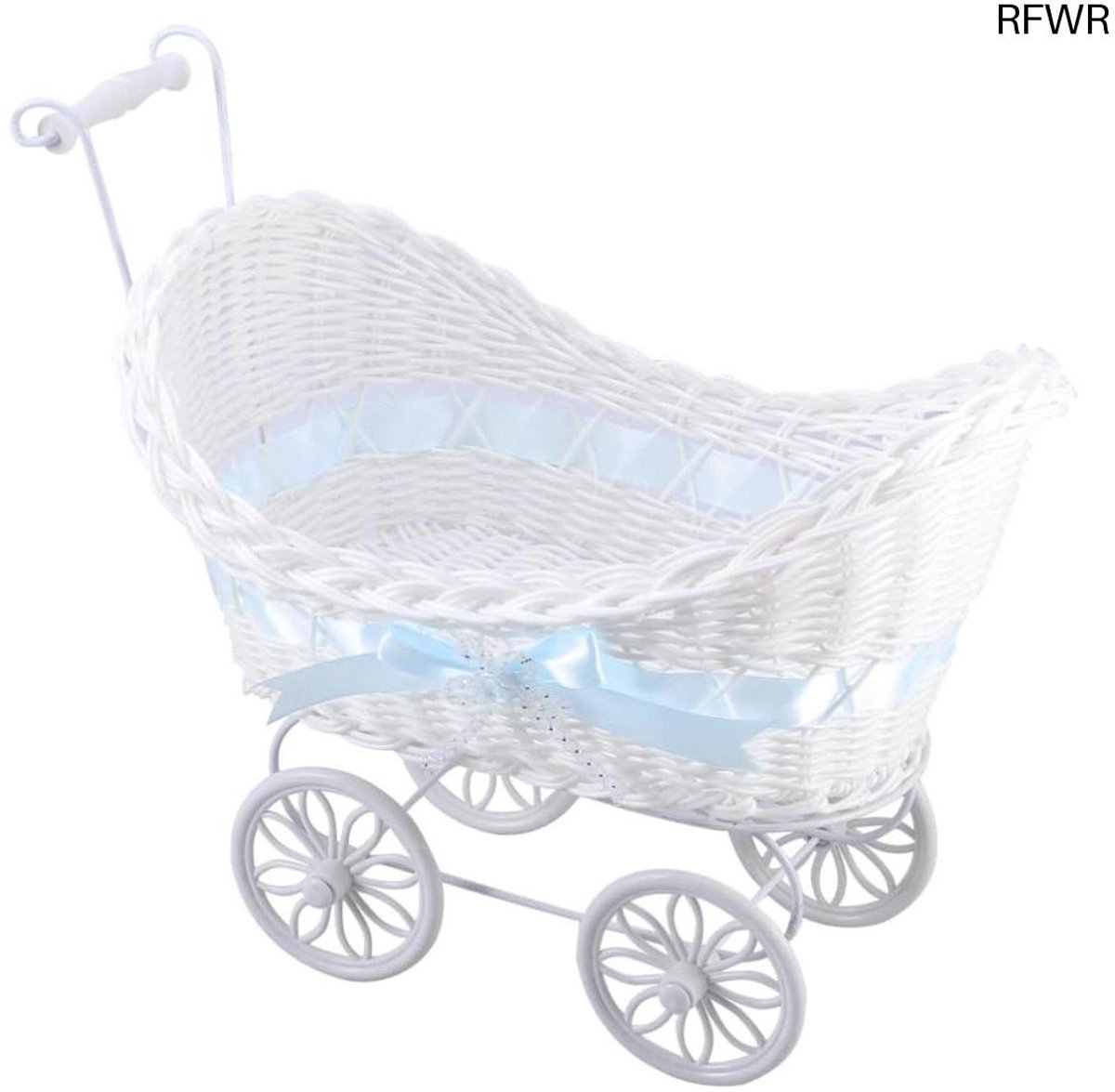  ® Driewieler Kinderwagen voor Poppen - Geweven Mand en Decoratie