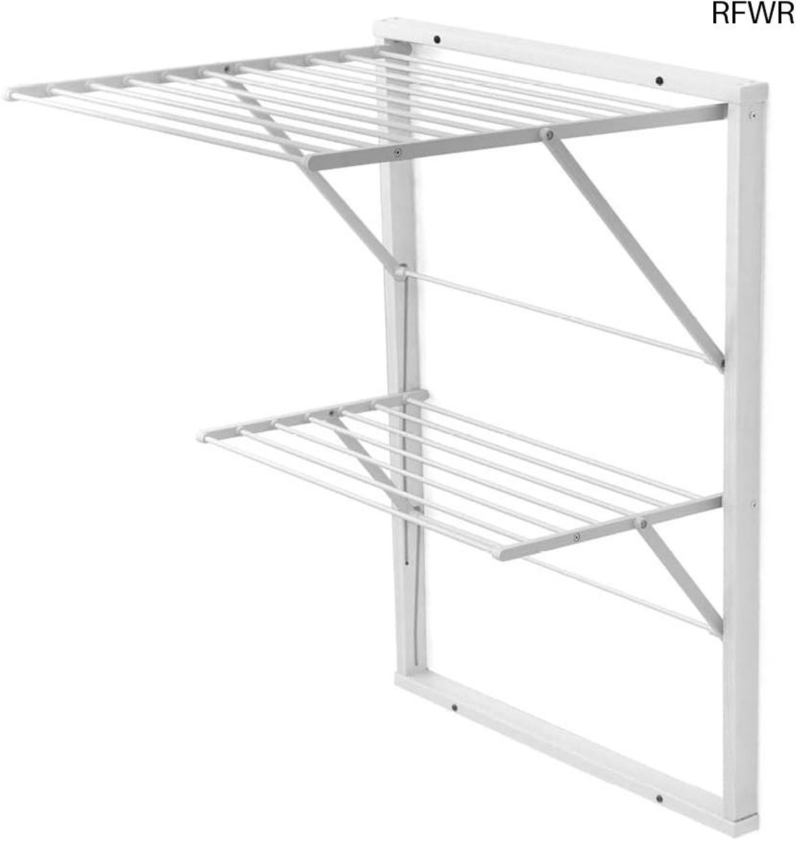  ® Droogrek Hout - Uittrekbaar 11m - Afsluitbaar - Wit - Perfect voor Kleine Ruimtes