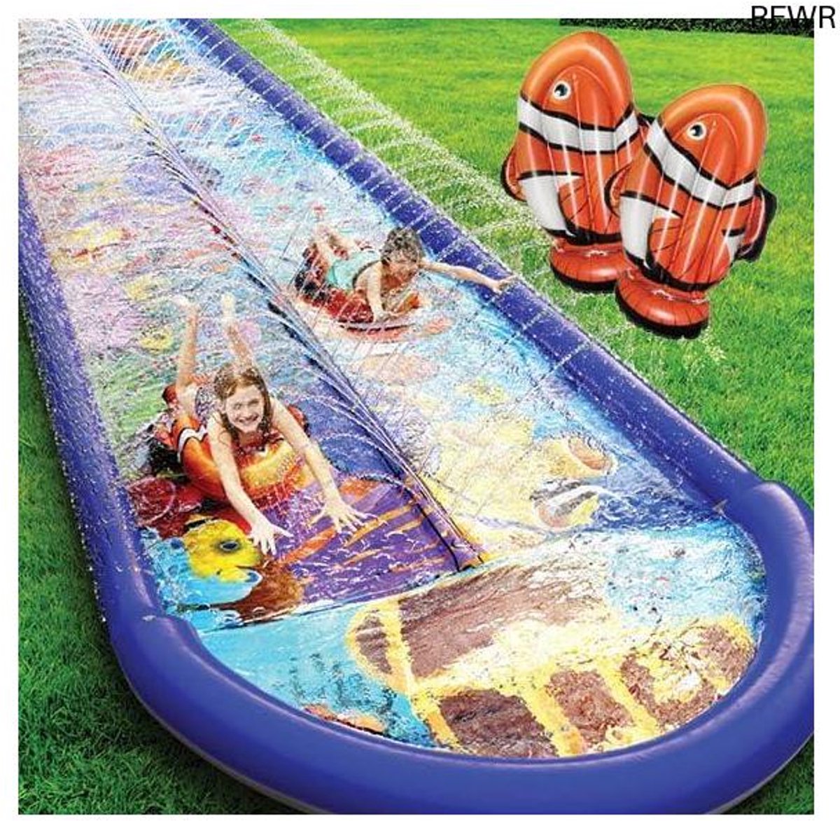  ® Dubbele Waterglijbaan met Spatpad - 18 voet x 5 voet Avontuur voor Kinderen