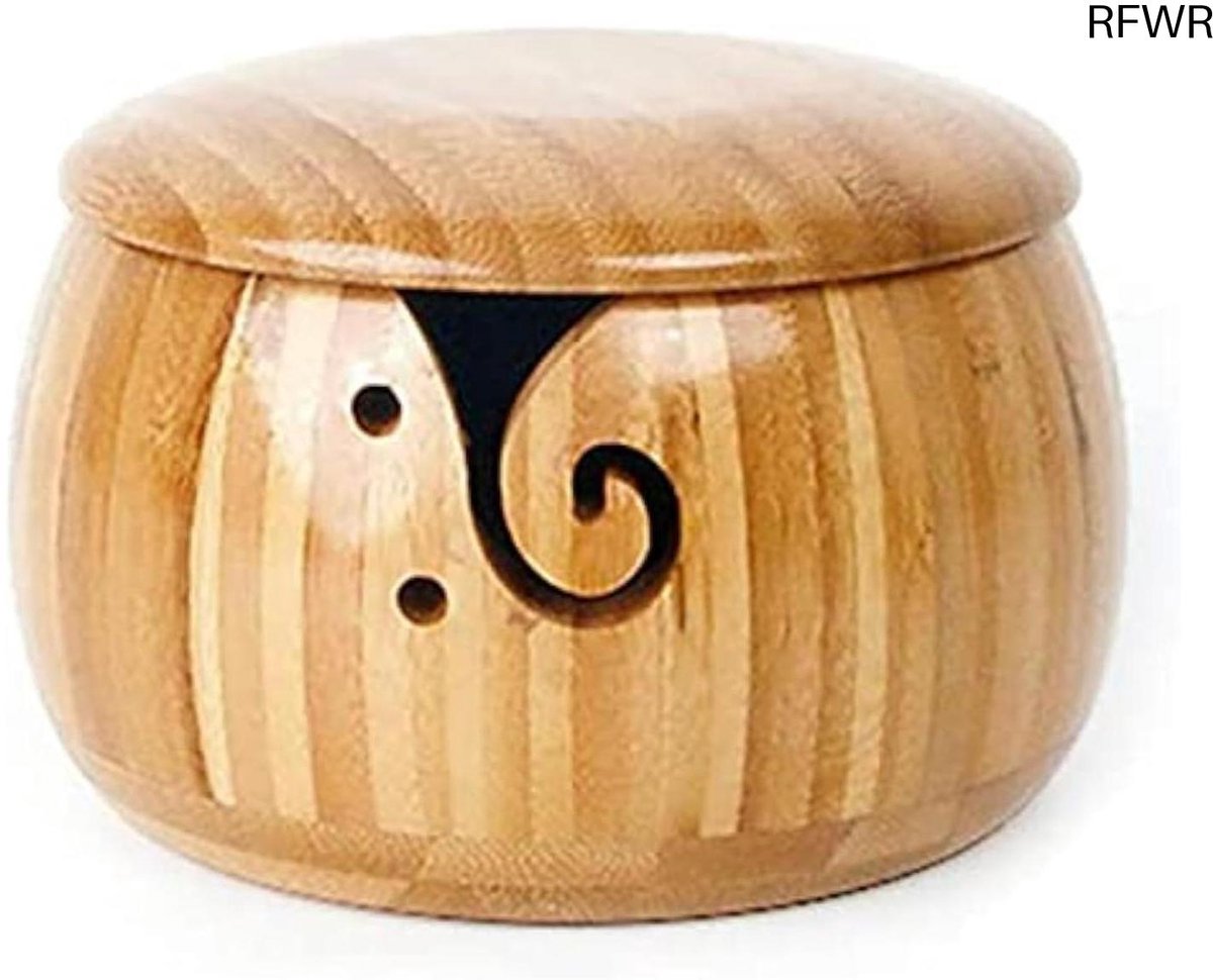 RFWR® Handgemaakte bamboe breischaal voor garenopslag - ideaal voor haken en breien