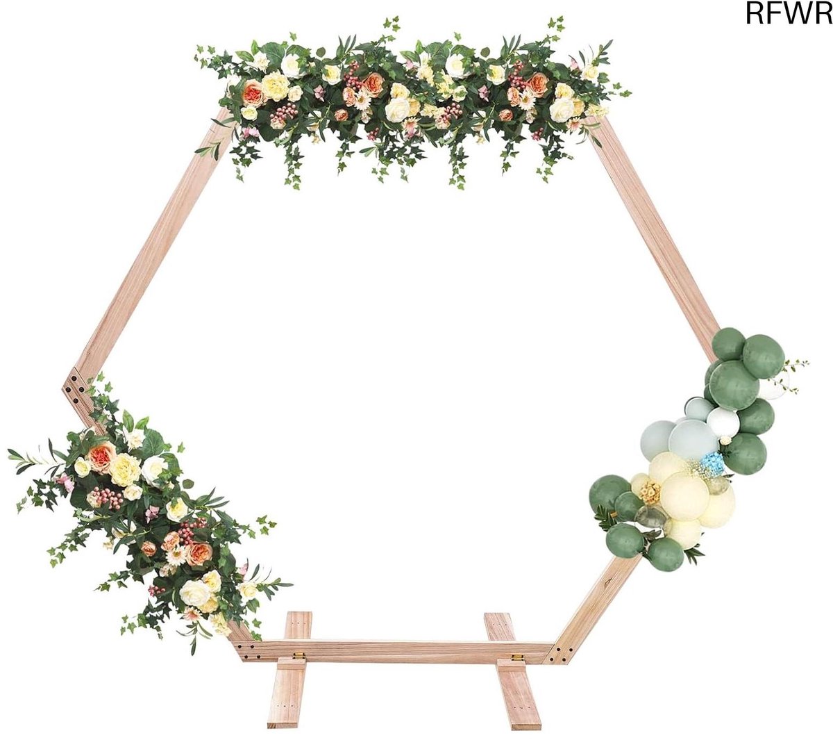  ® Houten Bruiloftsboog Hexagonaal - 2,25 m Decoratie voor Feesten en Evenementen