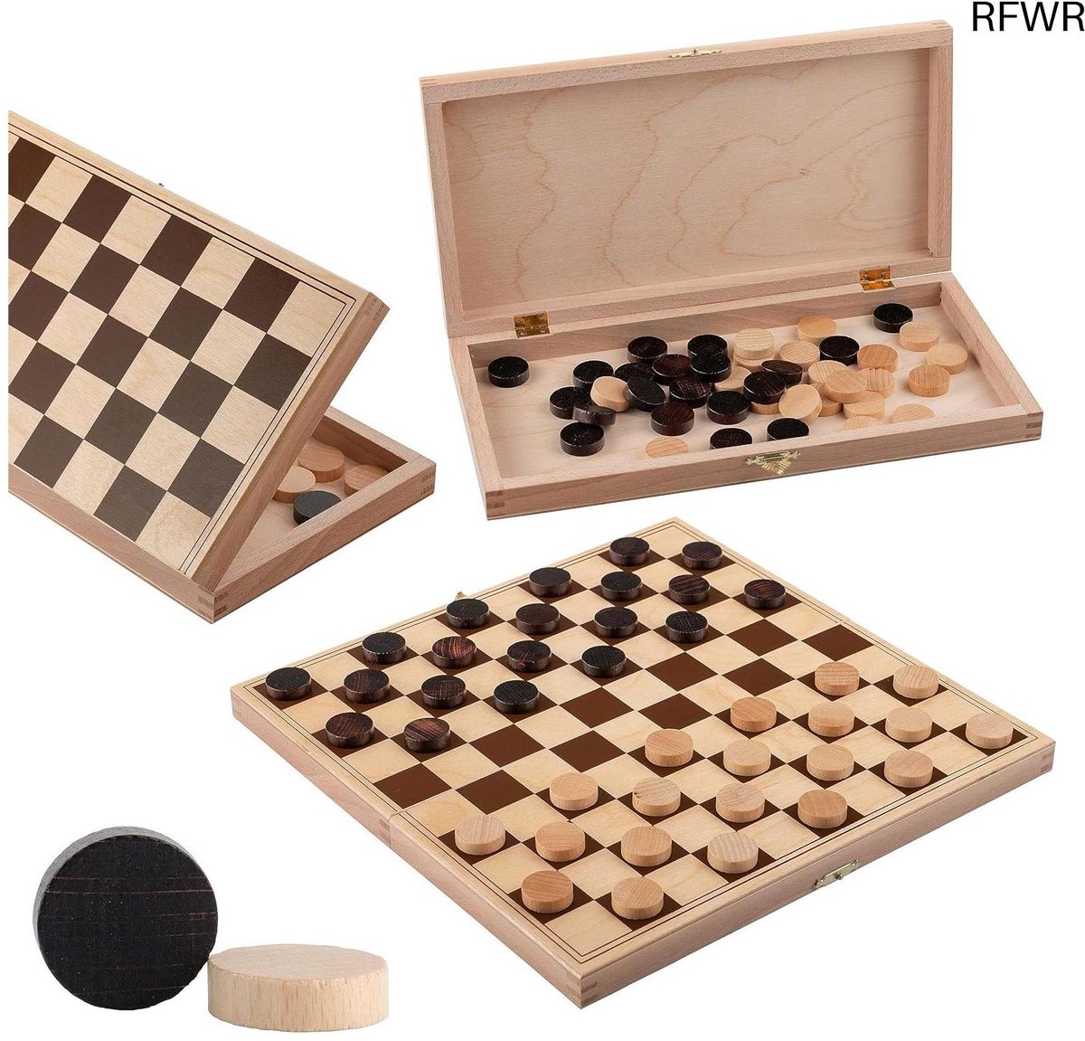  ® Houten Dambord 100 Velden – Handgemaakt Klassiek Reisspel