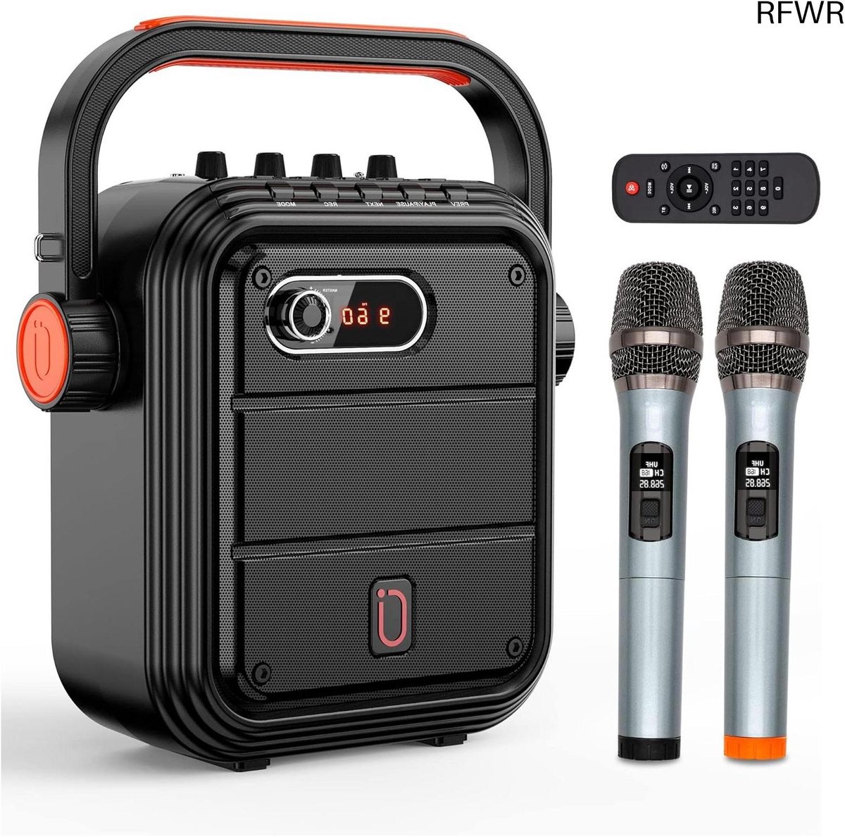  ® Karaoke machine met 2 draadloze microfoons en Bluetooth speaker voor feesten en vergaderingen