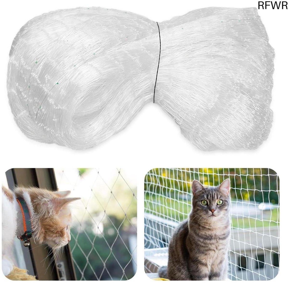  ® Kattennet Transparant 5 x 5 m - Veiligheidsoplossing voor Balkons en Ramen zonder Boren