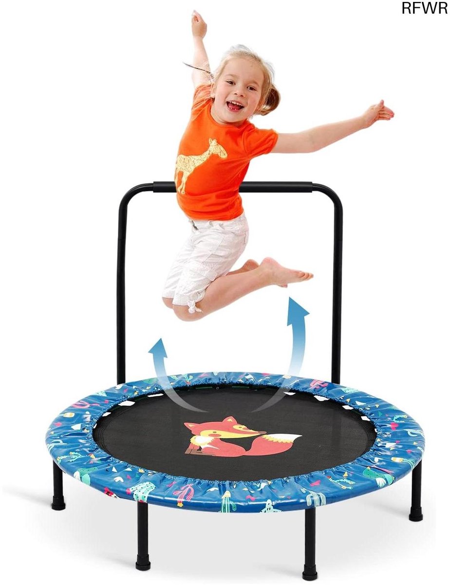  ® Kindertrampoline Ø 96 cm - Opvouwbare Fitness Rebounder met Veiligheidskussen voor 2-4 Jaar