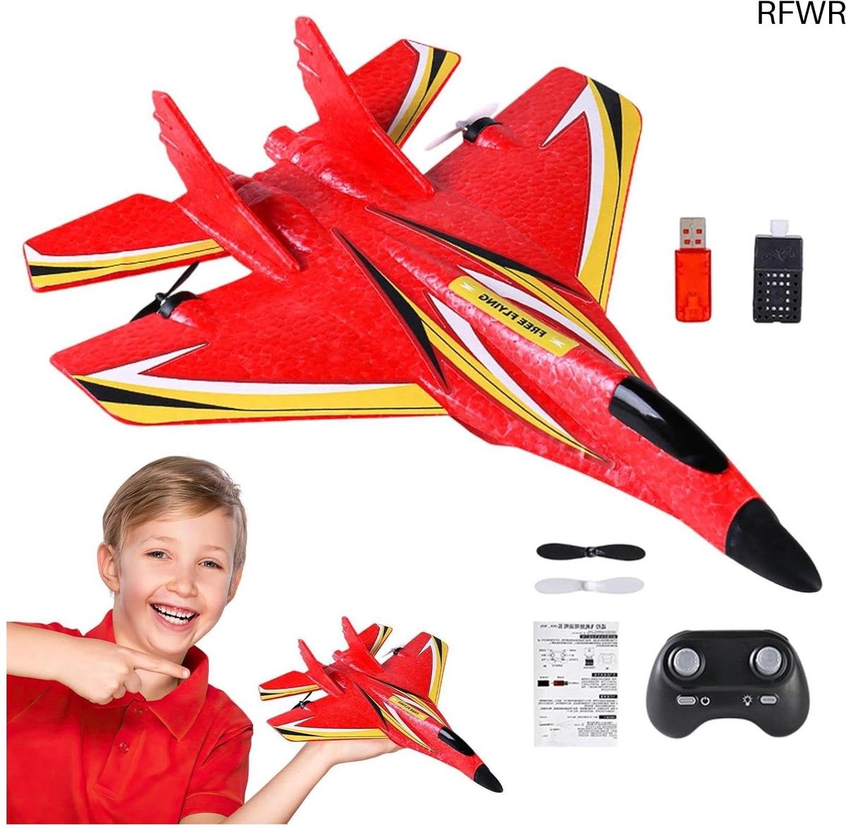  ® LED Licht RC Vliegtuig voor Kinderen - Educatief en Waterdicht RC Vliegtuig