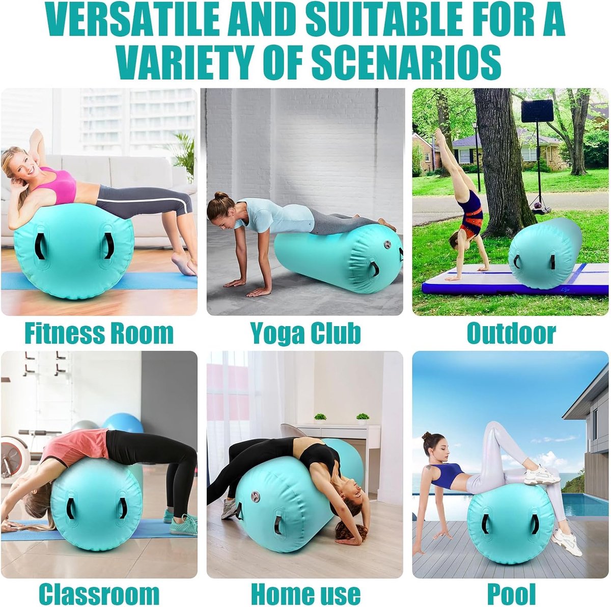  ® Opblaasbare Air Roll 100x60 cm - Ideaal voor Gymnastiek, Fitness, Yoga en Taekwondo