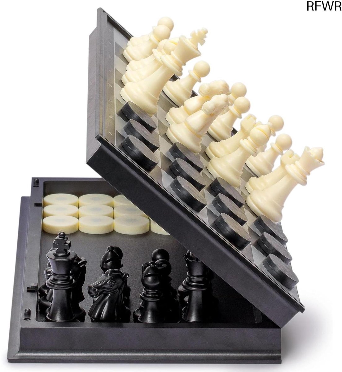  ® Opvouwbaar Magnetisch Schaak- en Damspel Reisset - 31,8 cm, Perfect voor Reizen