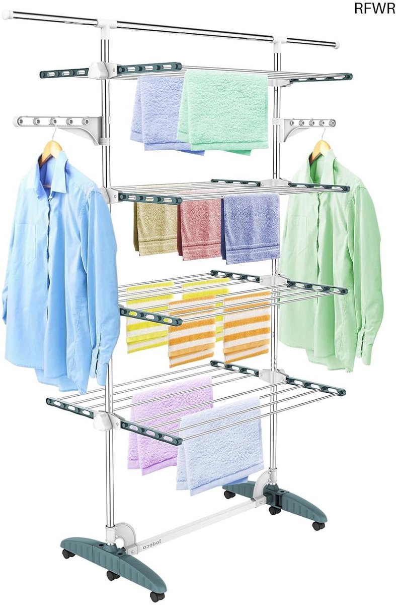  ® Opvouwbaar droogrek met 4 niveaus en verstelbare vleugels voor binnen